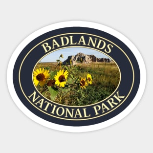 Sunflowers at Badlands National Park in South Dakota Sticker